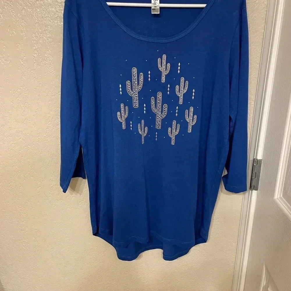 Cactus Bay Bling Long Sleeve T Southwestern Western Aztec M - Picture 3 of 4